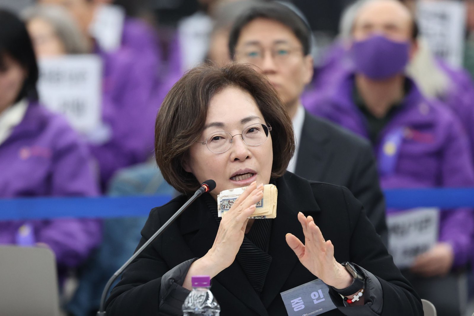 박희영 용산구청장이 13일 서울 중구 은행회관에서 열린 10·29 이태원참사 진상규명 청문회에서 위원 질의에 답하고 있다. (공동취재) 2026.3.13 ⓒ 뉴스1
