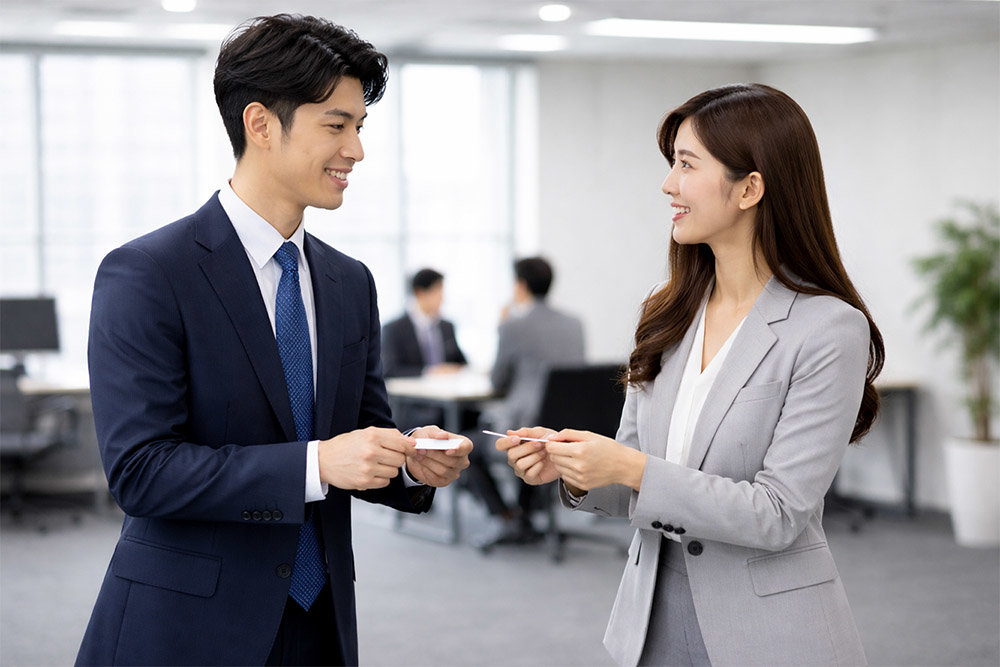 명함을 건네는 방식과 의미는 나라마다 다르다 / 출처=요비