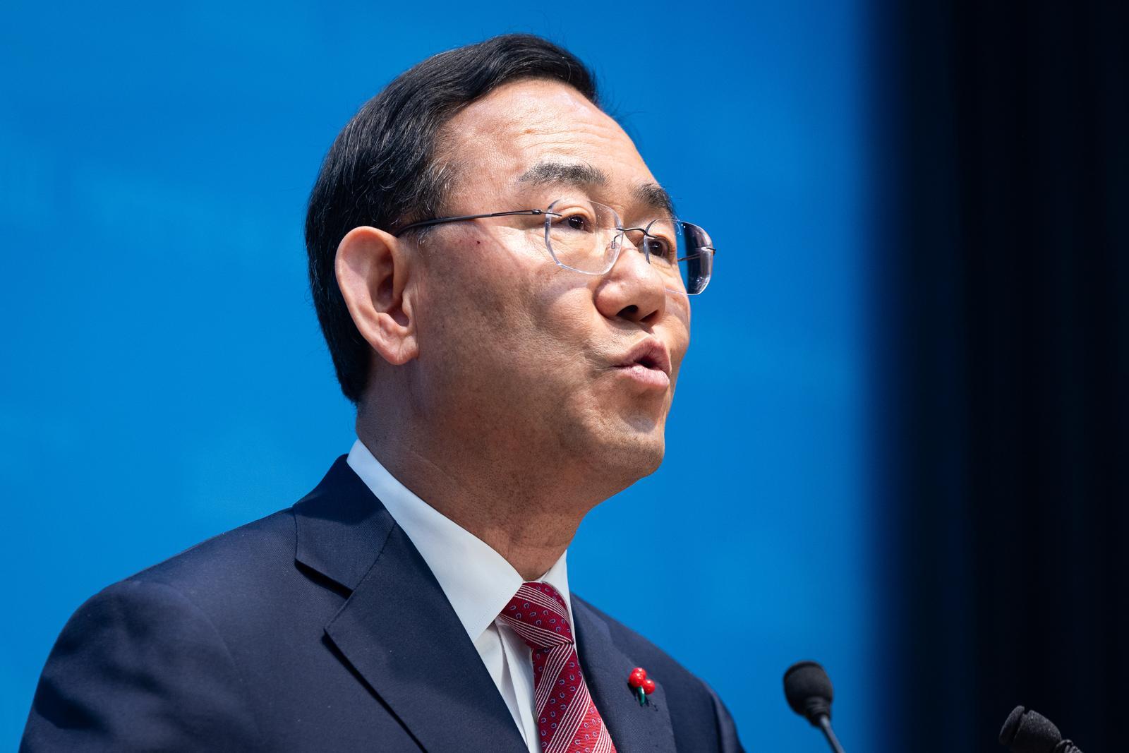 주호영 국민의힘 의원이 26일 서울 여의도 국회 소통관에서 당 공천관리위원회의 대구시장 경선 공천 배제(컷오프)와 관련해 기자회견을 하고 있다.뉴스1