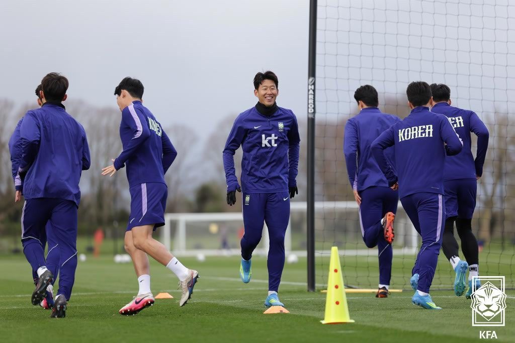 코트디부아르전을 앞두고 대표팀에서 훈련 중인 손흥민. 대한축구협회 제공