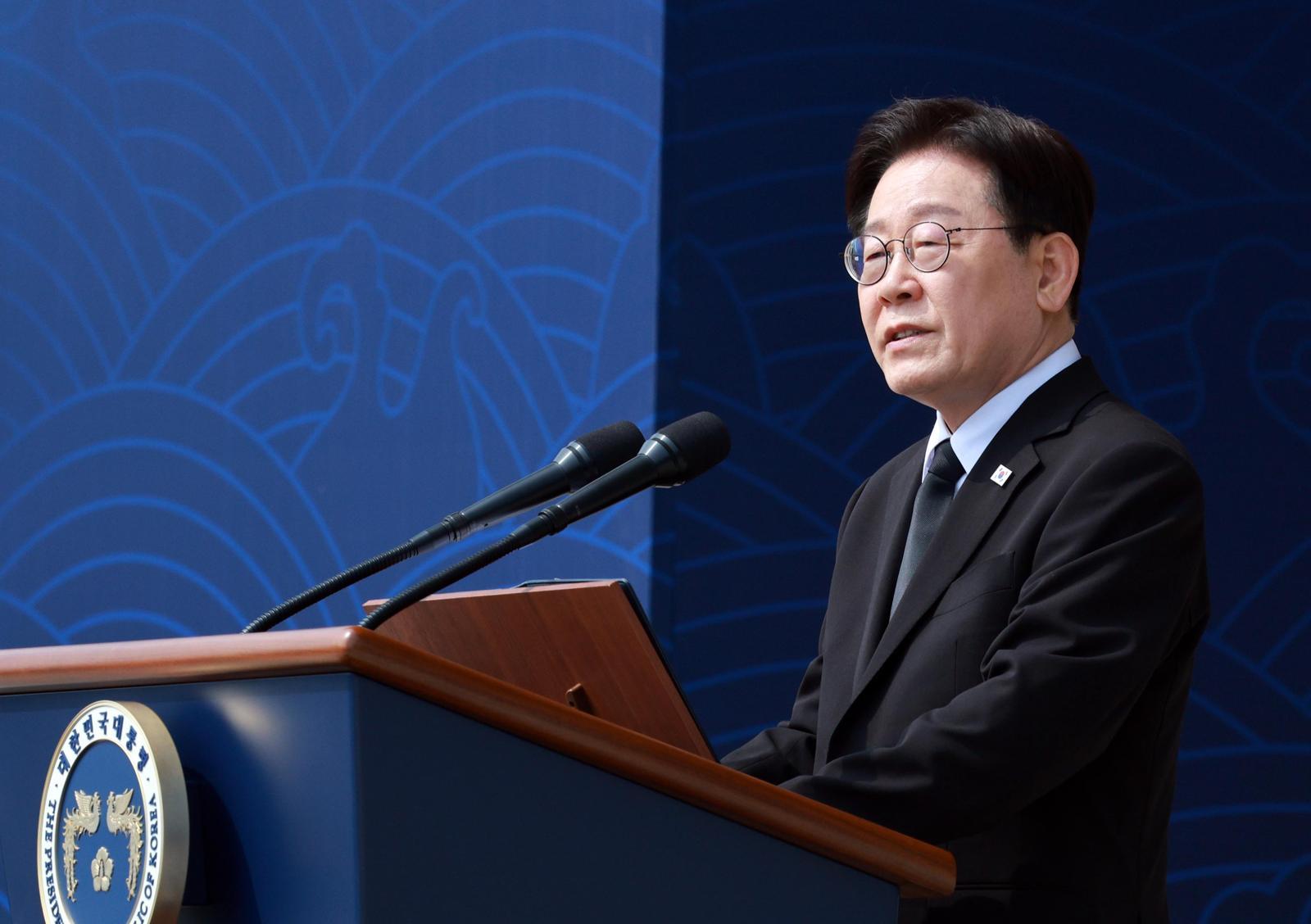 이재명 대통령이 27일 국립대전현충원에서 열린 제11회 서해수호의 날 기념식에서 기념사를 하고 있다. 2026.03.27. 뉴시스