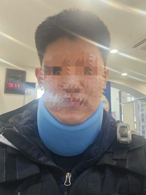 피해 경비원은 자신의 현재 상태를 사진으로 전했다. 사진=B씨 제공