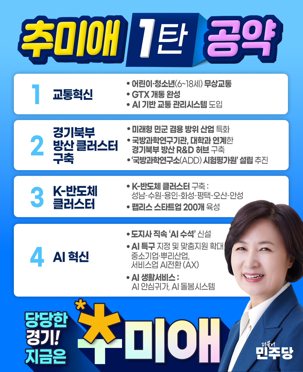 추미애 “경기북부에 방산클러스터 구축하겠다”