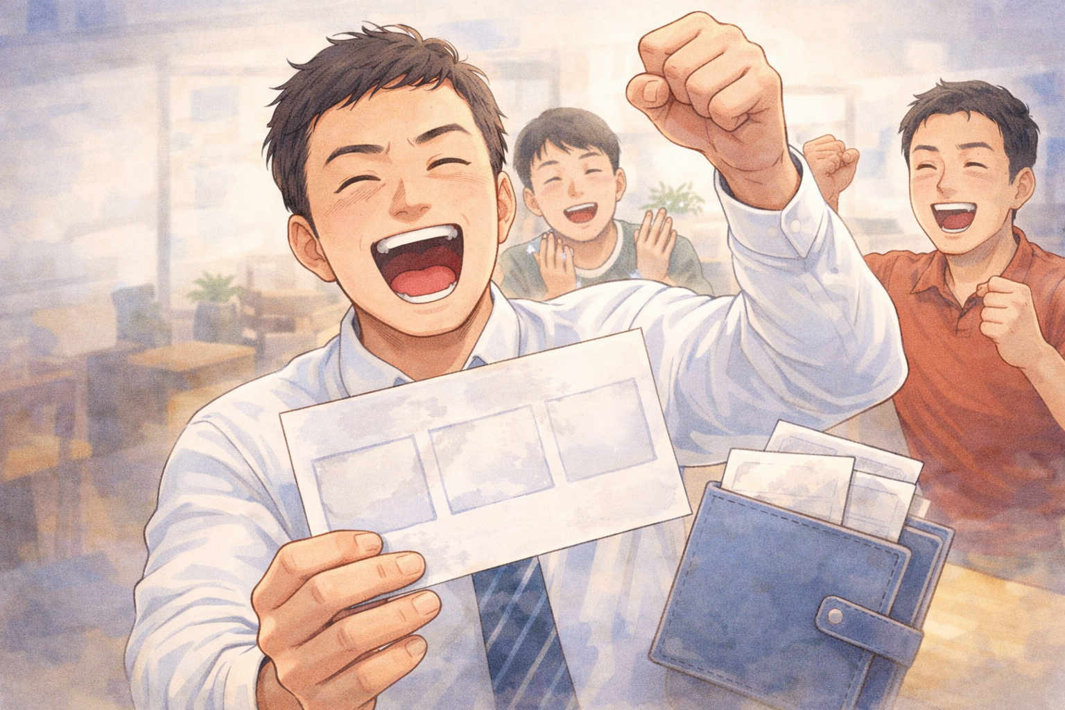 확률적으로 불가능하다며 복권을 멀리하던 수학 강사가 즉석복권 1등에 당첨돼 5억 원을 받게 됐다. 당첨금은 부채 상환과 친구들과의 약속 이행에 쓰일 예정이다. 챗GPT 생성 이미지