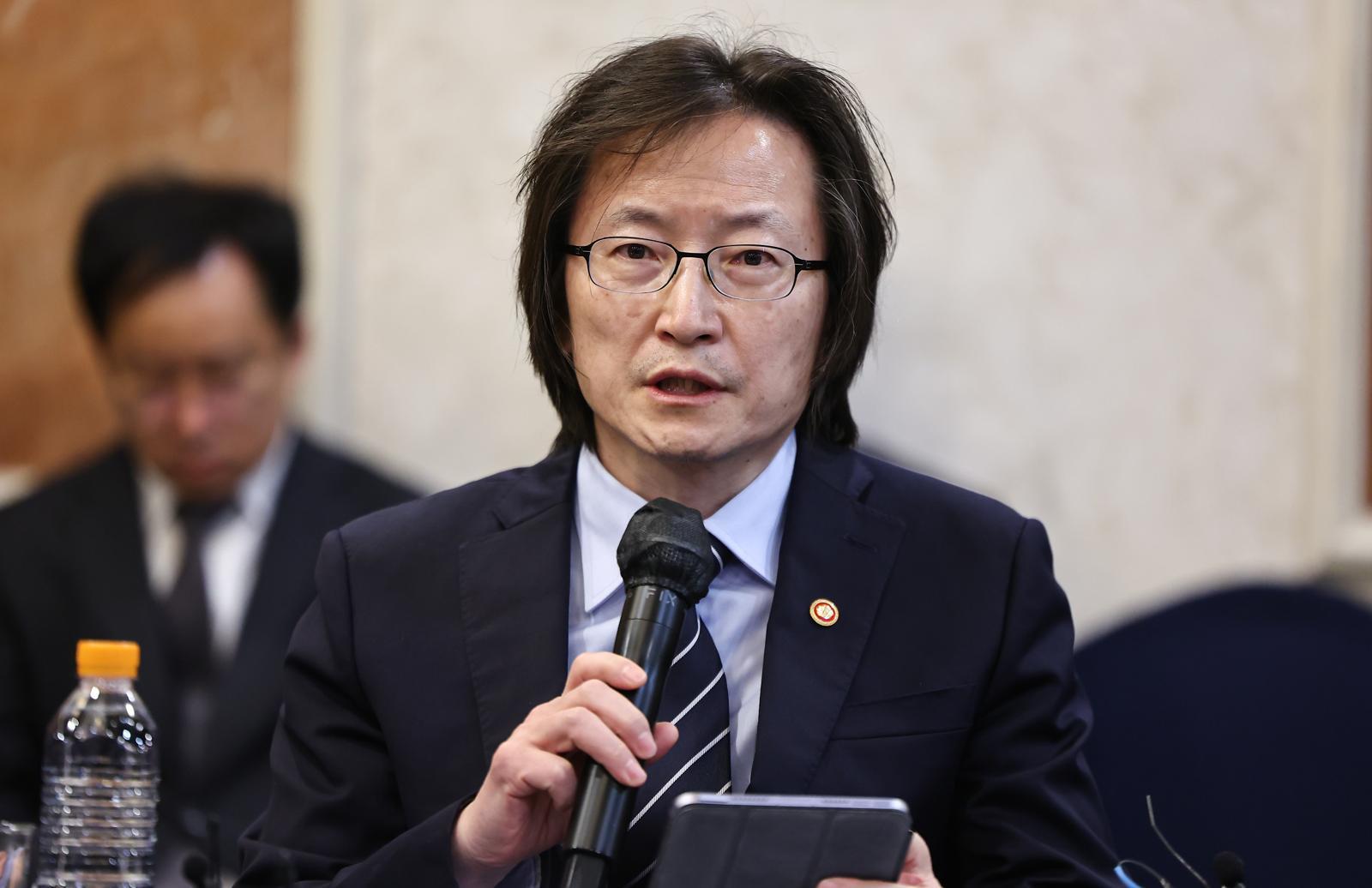 주병기 공정거래위원장이 26일 서울 영등포구 켄싱턴호텔에서 열린 중소기업 기술탈취 신문고 출범식 및 간담회에서 인사말을 하고 있다. 뉴스1