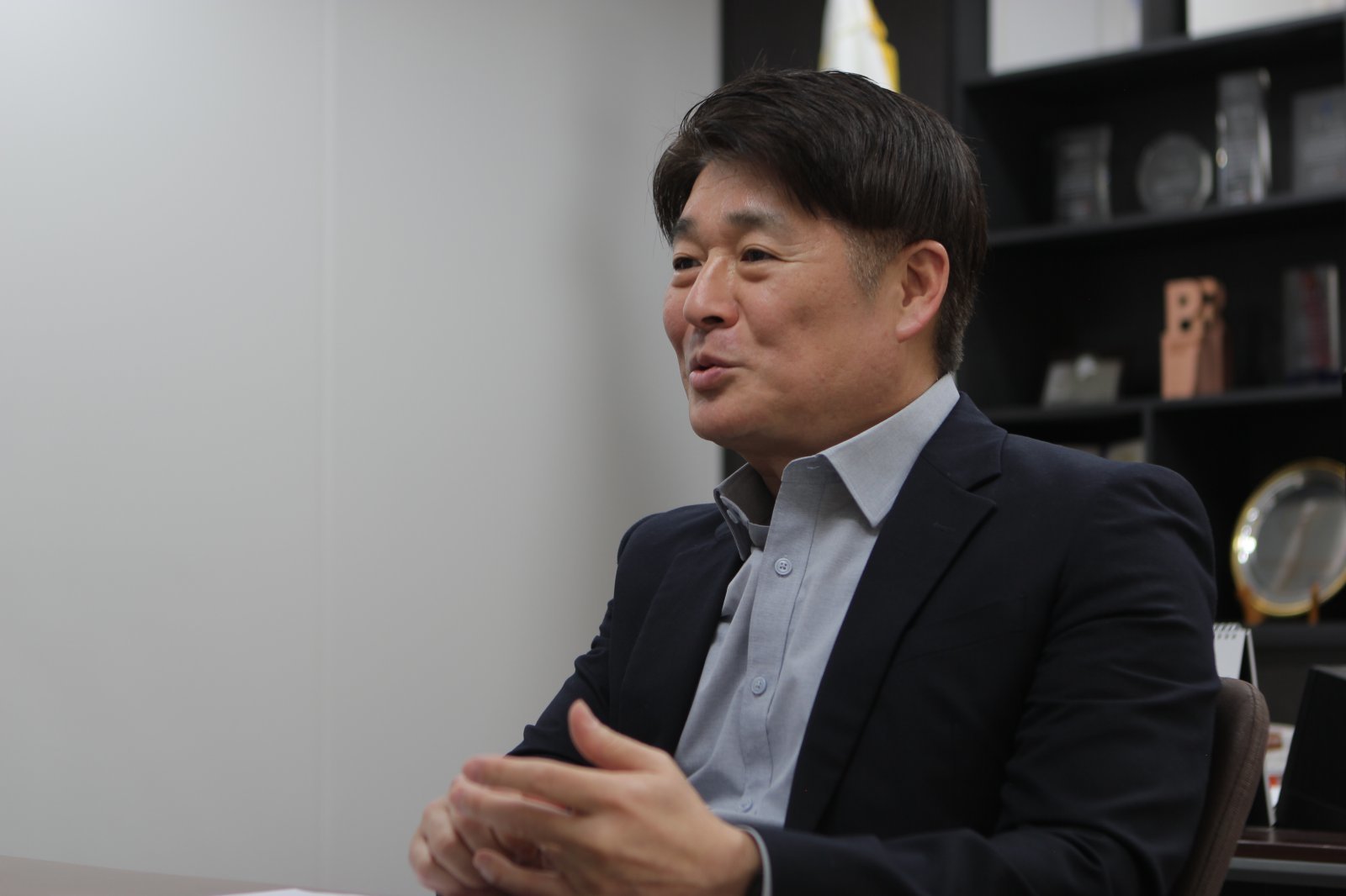 생명보험사회공헌재단 정우철 상임이사가 인터뷰하고 있다. 김수연 기자 xunnio410@donga.com