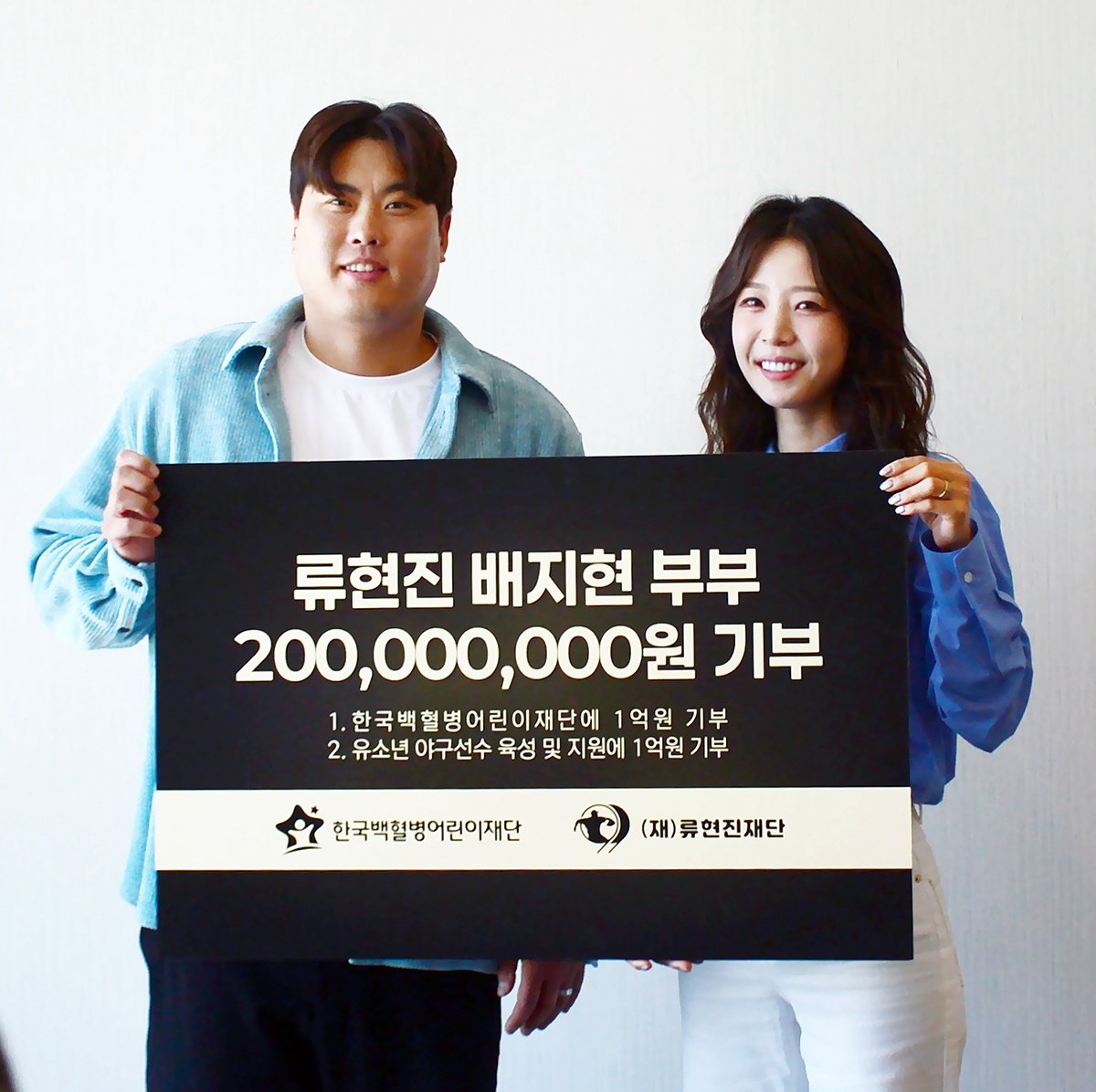 한화 류현진, 프로 데뷔 20주년 맞아 아내 배지현과 2억원 기부