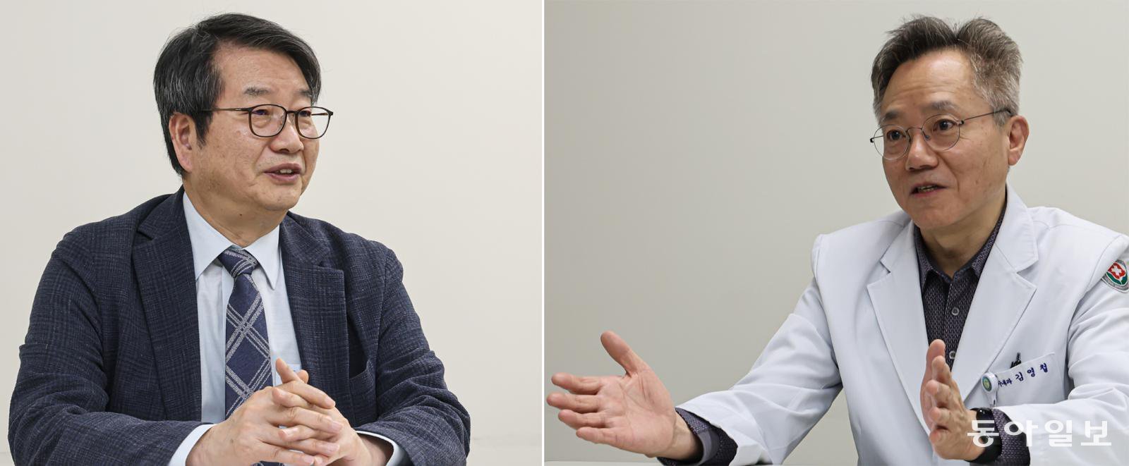 13일 전남 화순 전남대 의과대학 암센터에서 인터뷰 중인 배석철 교수(왼쪽), 김영철 교수. 이한결 기자 always@donga.com