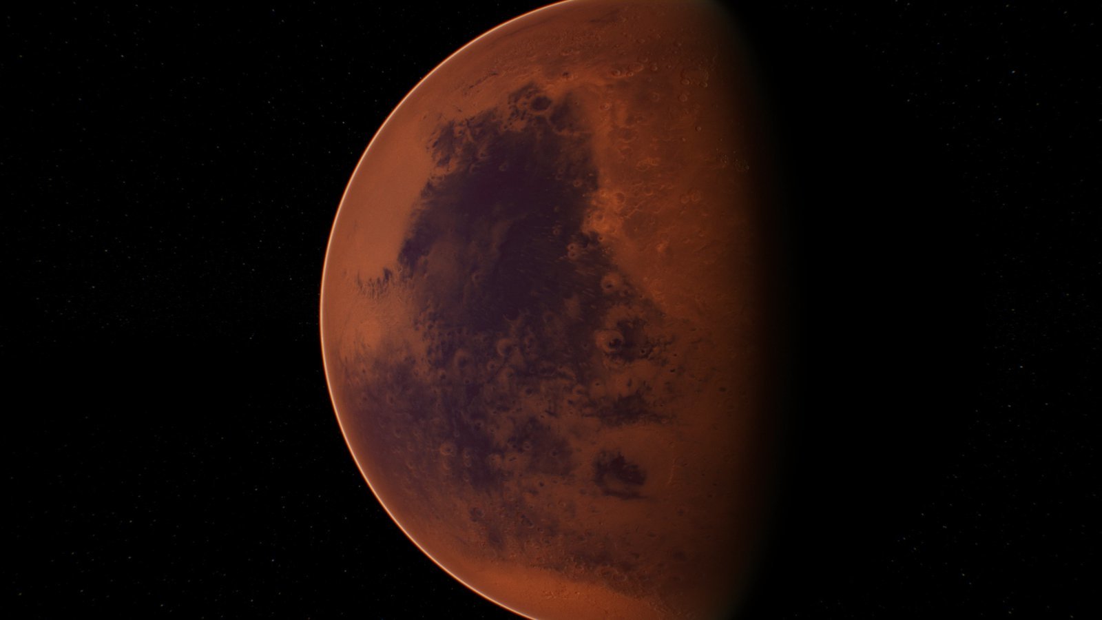 red planet Mars in the starry sky