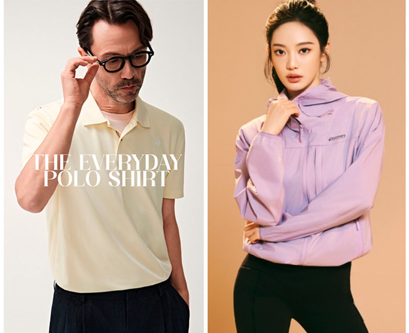 예년보다 더위가 일찍 찾아오면서 패션업계가 각종 냉감 기능을 갖춘 기능성 의류 제품군을 강화하고 있다. 르꼬끄 스포르티브의 ‘유니 에센셜 폴로 티셔츠’(왼쪽 사진), 디스커버리 익스페디션의 ‘여성 프레시벤트 2.0 UV 후드 재킷’(오른쪽 사진) 등도 새롭게 판매 중이다. 각 사 제공