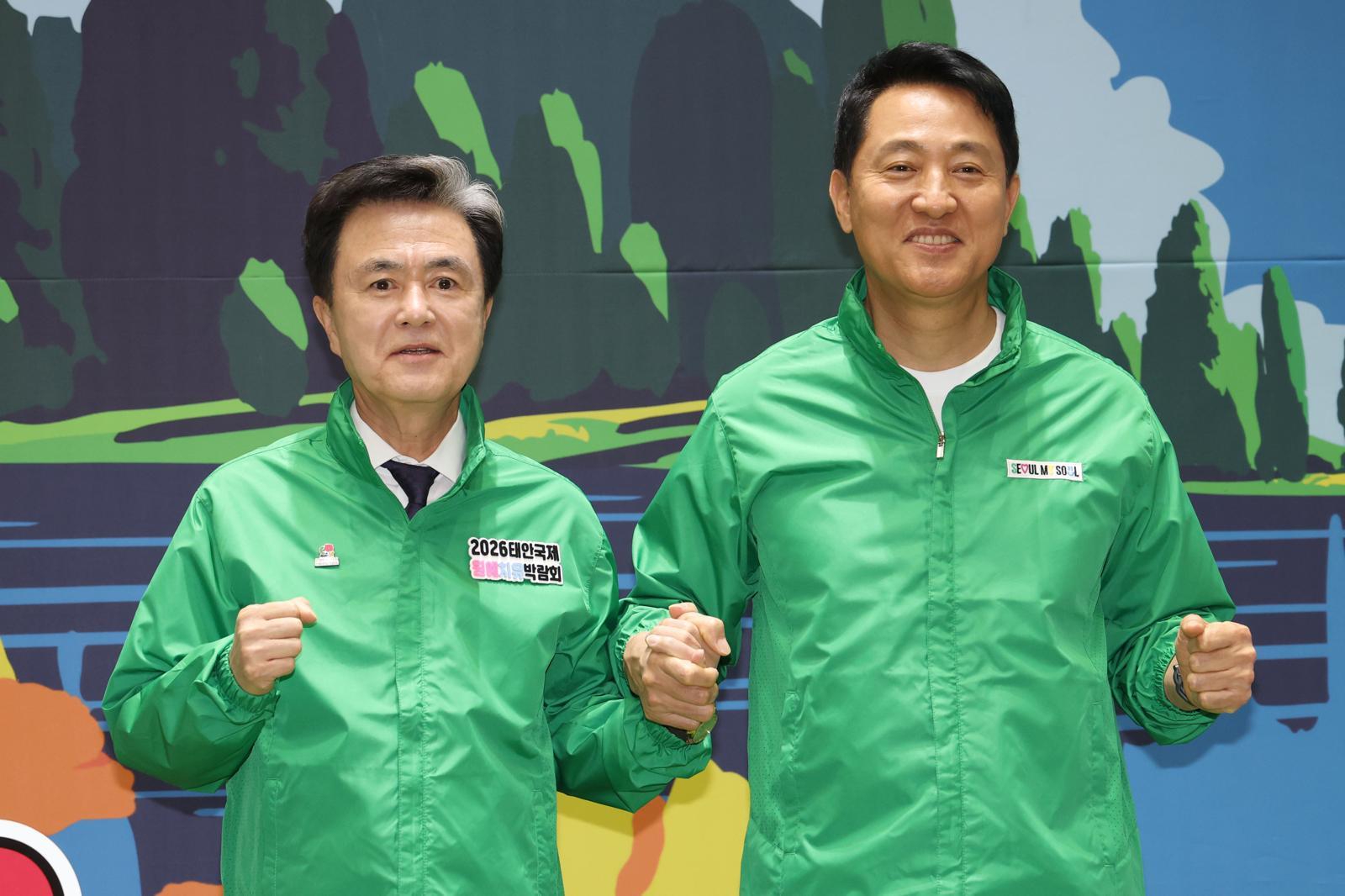 초록색 옷 입는 오세훈…‘脫장동혁’ 주자들이 선거 전면에