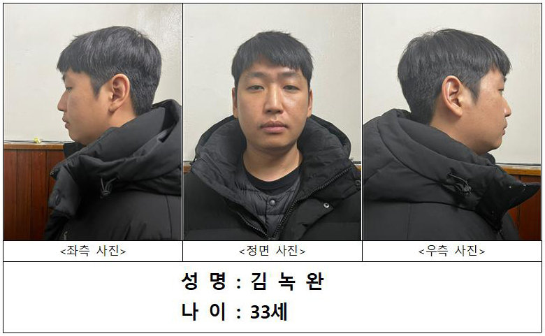 서울경찰청은 8일 오전 9시 역대 최대 규모의 텔레그램 성착취방인 ‘목사방’ 총책 김녹완(33)의 신상정보를 공개했다.  김녹완은 지난 2020년 5월부터 올해 1월까지 텔레그램 ‘자경단’이라는 피라미드형 사이버 성폭력 범죄집단을 만든 뒤 5년간 피해자 234명을 상대로 가학적 성착취를 한 혐의를 받는다.  경찰은 중대범죄신상공개법 제4조에 따라 서울경찰청 홈페이지 ‘공지사항’에 김녹완의 이름과 나이, 얼굴을 다음 달 10일까지 30일 동안 공개한다. (사진=서울경찰청 제공) 2025.02.08.  *재판매 및 DB 금지[서울=뉴시스]