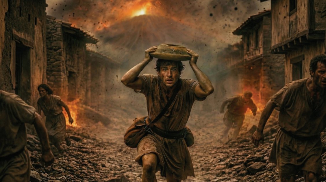 27일(현지 시간) 이탈리아 폼페이 고고학 공원이 서기 79년 베수비오 화산 폭발 당시 숨진 남성의 유해(위쪽 사진)를 인공지능(AI)으로 복원한 이미지를 공개했다.
사진 출처 폼페이 고고학 공원 홈페이지