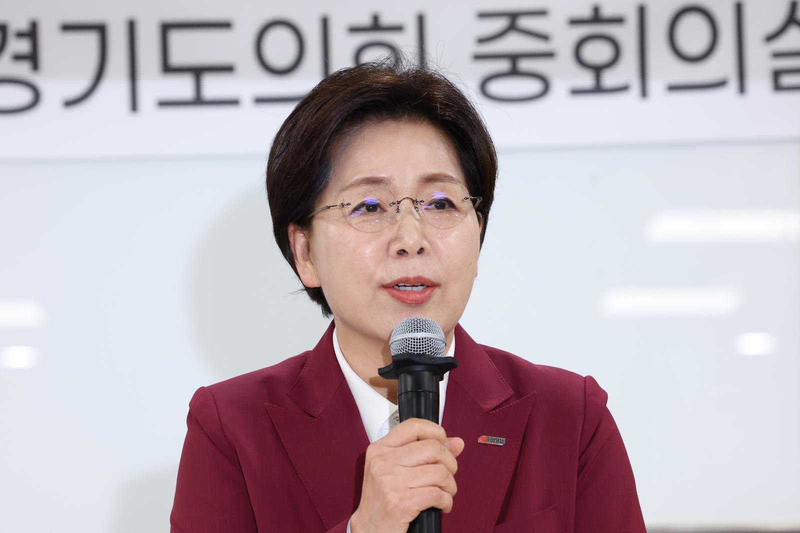양향자 국민의힘 경기도지사 예비후보가 지난달 29일 경기 수원시 영통구 경기도의회에서 열린 국민의힘 경기도지사 출마예정자 좌담회에서 발언을 하고 있다. 뉴스1