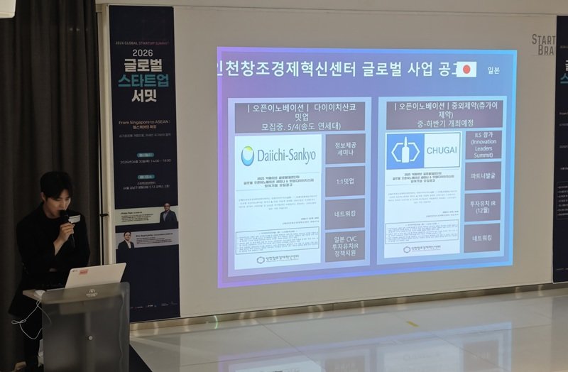 인천창조경제혁신센터 관계자가 센터의 글로벌 사업을 소개하고 있다 / 출처=IT동아