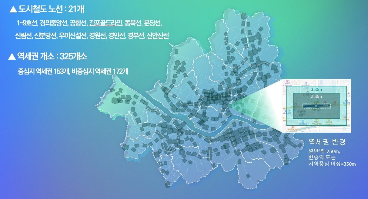 서울시 역세권 현황. 서울시 제공