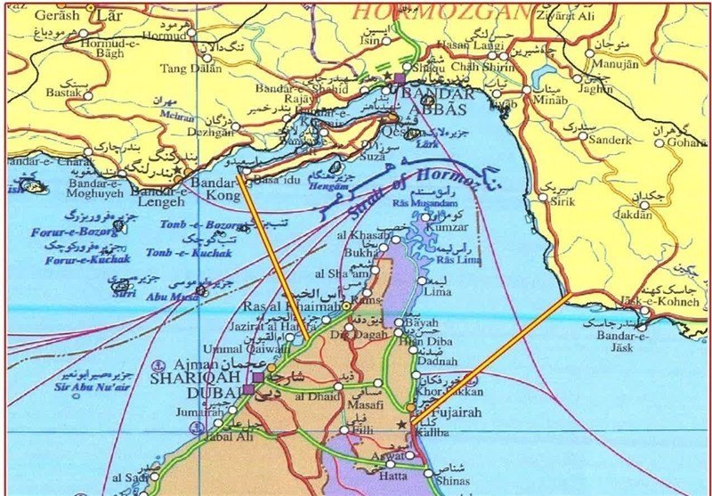 이란 IRGC가 새로 공개한 호르무즈 해협 통제 지도. 2026.05.04 메흐르통신 화면 캡처