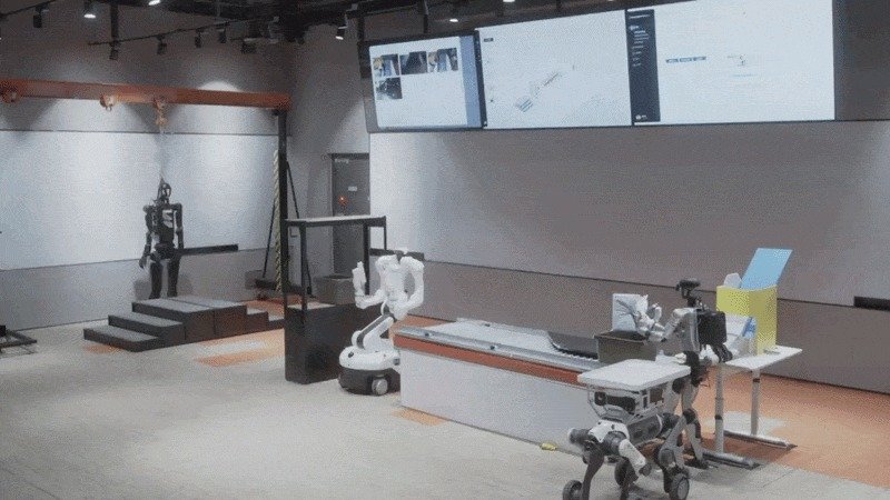 LG CNS가 사람의 개입 없이 서로 다른 로봇끼리 자율적으로 협업하는 모습을 시연했다. (LG CNS 제공)