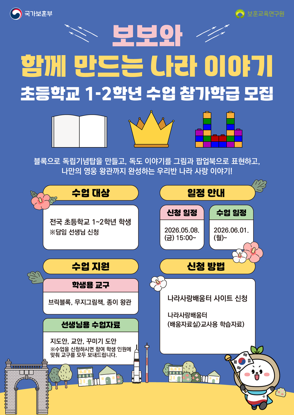 국가보훈부·보훈교육연구원, 초등학교 1000개 학급에 체험형 보훈교육 교구 지원