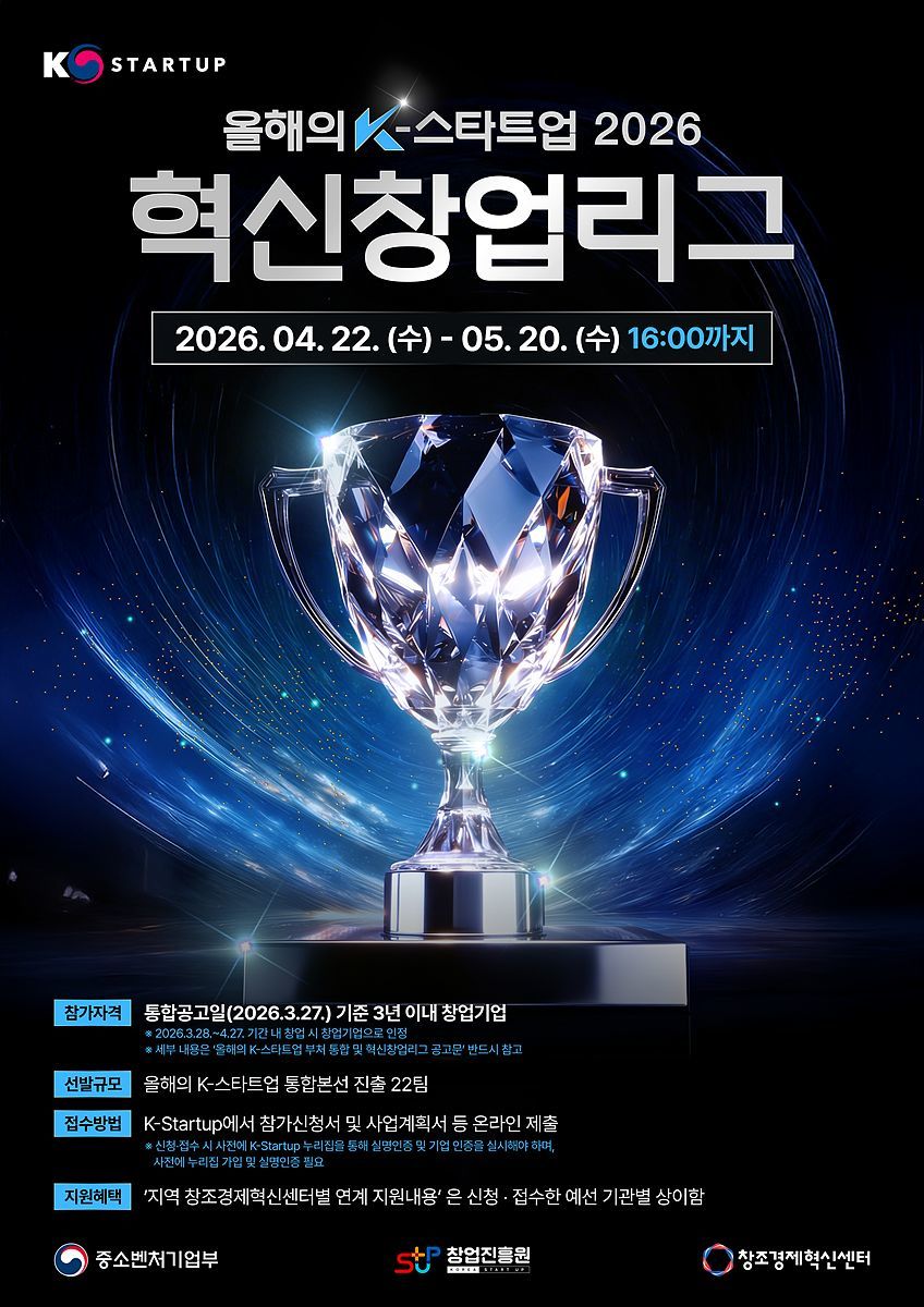 올해의 K-스타트업 2026 혁신창업리그 모집 포스터 / 출처=서울창조경제혁신센터