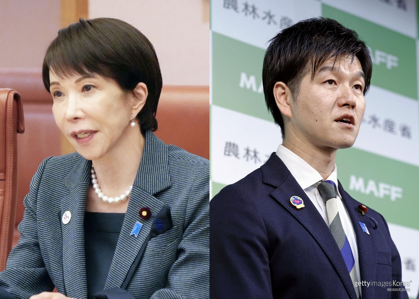 다카이치 사나에 일본 총리(왼쪽)·스즈키 노리카즈 농림수산상. ⓒ(GettyImages)/코리아