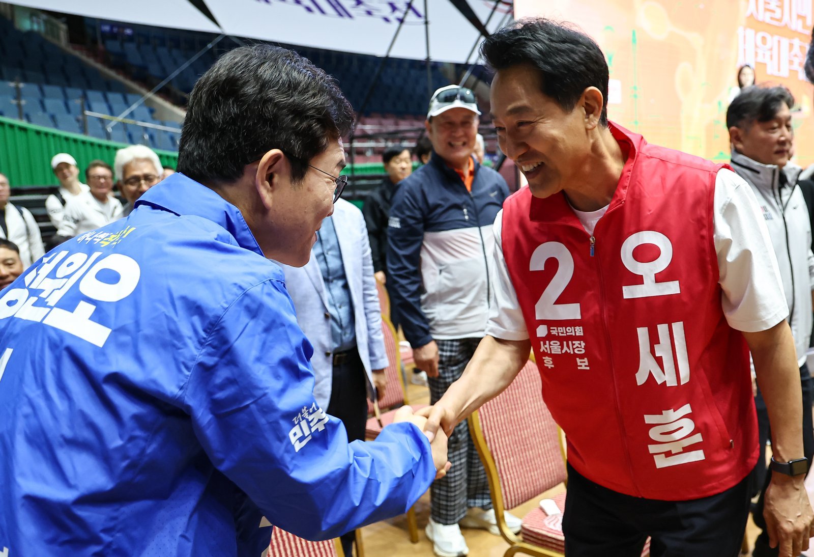정원오 “체육시설 확충”-오세훈 “걷기 실천 1위”…체육대축전 동반 참석
