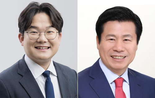왼쪽부터 더불어민주당 오영준 중구청장 후보와 국민의힘 류규하 중구청장 후보