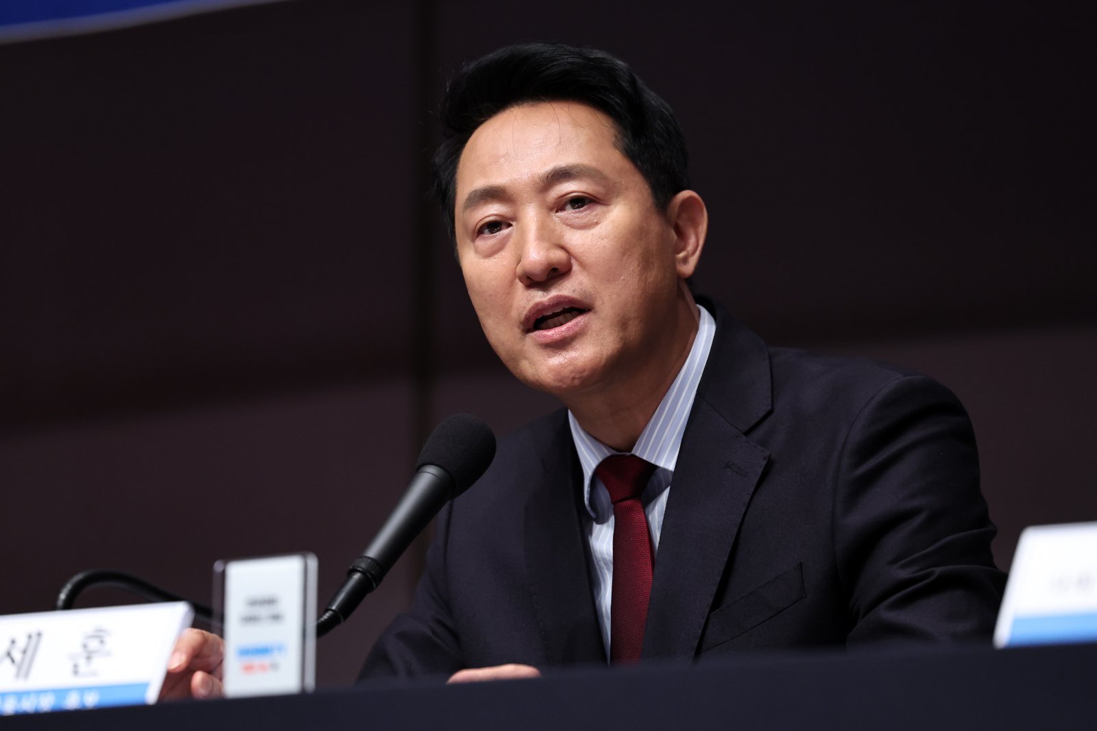 오세훈 국민의힘 서울시장 후보가 20일 오전 서울 중구 한국프레스센터에서 열린 관훈클럽 초청 토론회에서 발언하고 있다. 2026.5.20 ⓒ 뉴스1