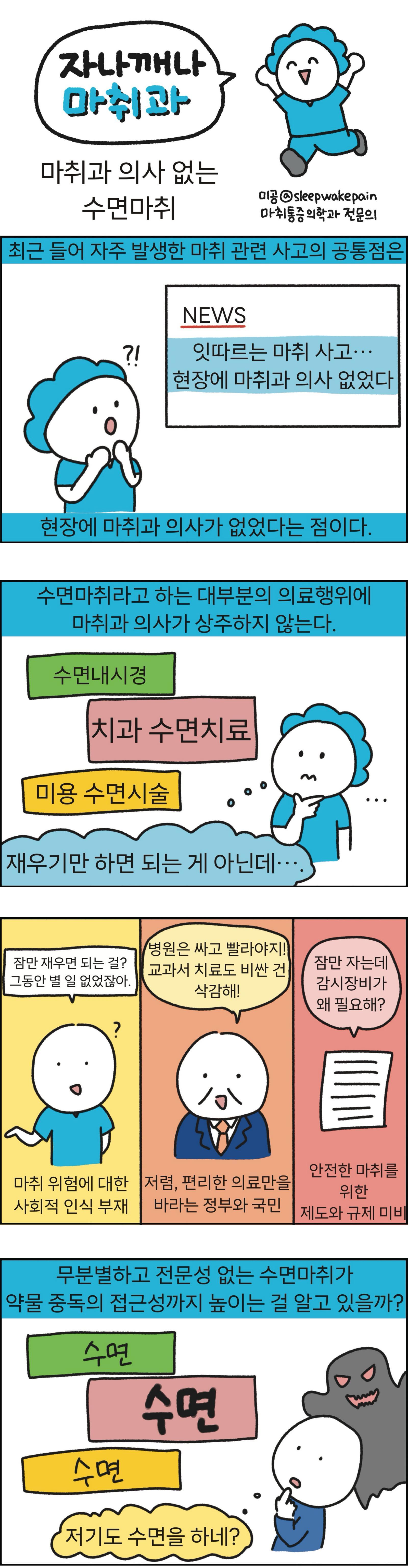 [만화 그리는 의사들]〈408〉마취과 의사 없는 수면마취