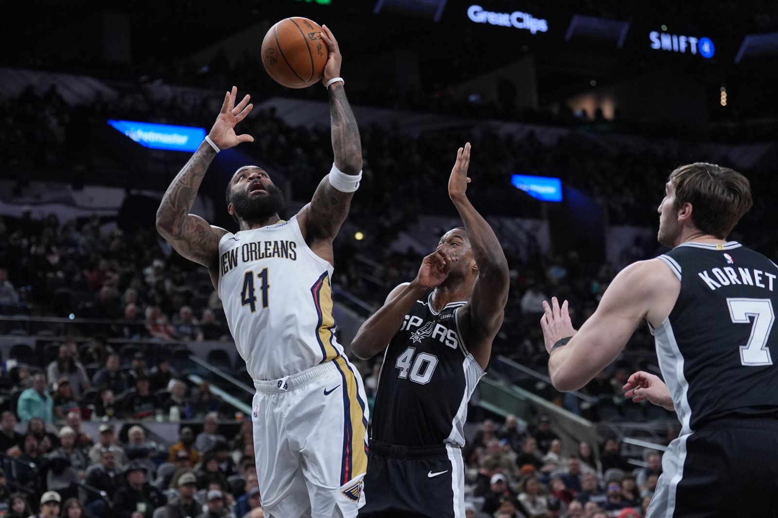 미국프로농구(NBA) 샌안토니오 스퍼스와 뉴올리언스 펠리컨스의 맞대결 장면. 2026.01.25 샌안토니오=AP 뉴시스