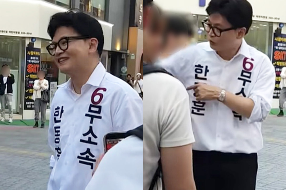 고교생들과 대화하는 무소속 한동훈 후보. 유튜브