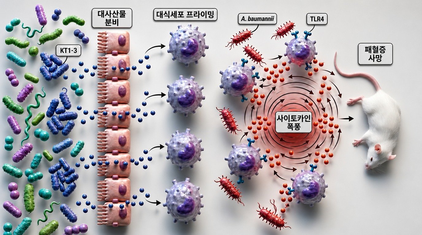 특정 장내 미생물에 의한 치명적 패혈증 유발 기전 설명 그림(한국생명공학연구원 제공) /뉴스1