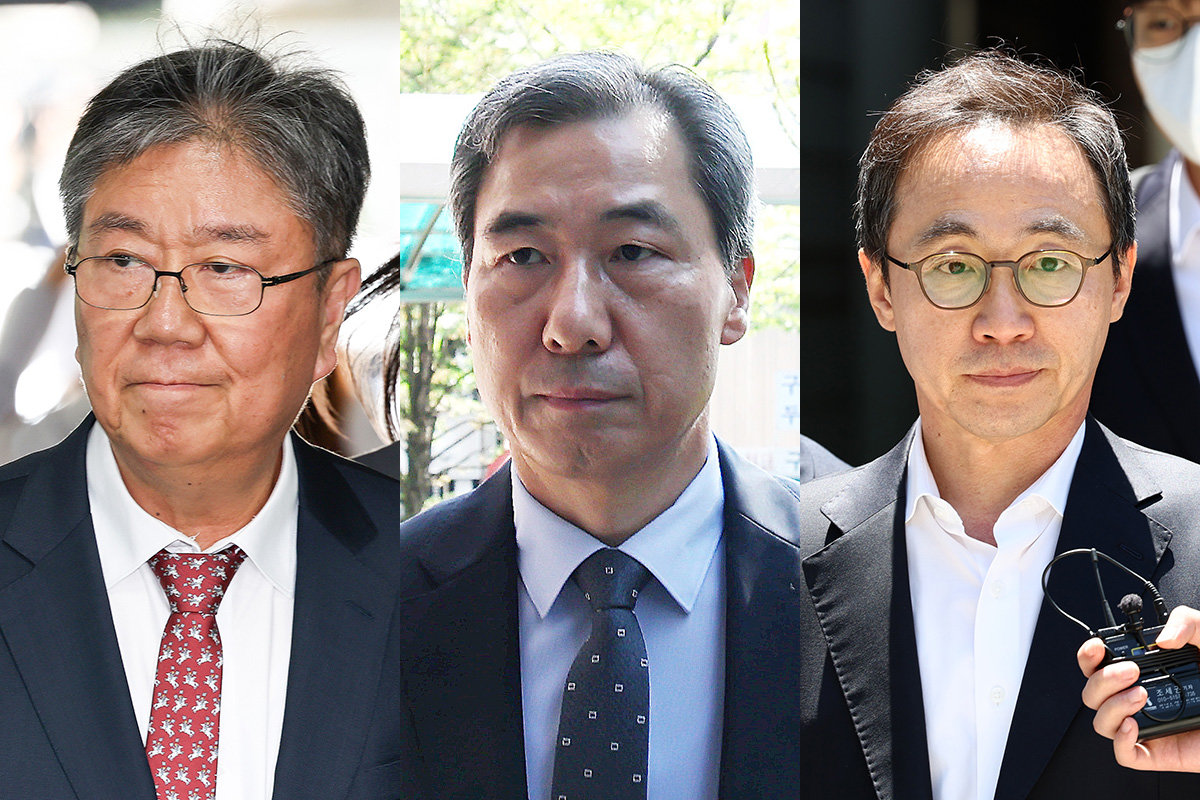 김대기(왼쪽부터) 전 대통령비서실장, 윤재순 전 대통령실 총무비서관, 김오진 전 대통령실 관리비서관.
