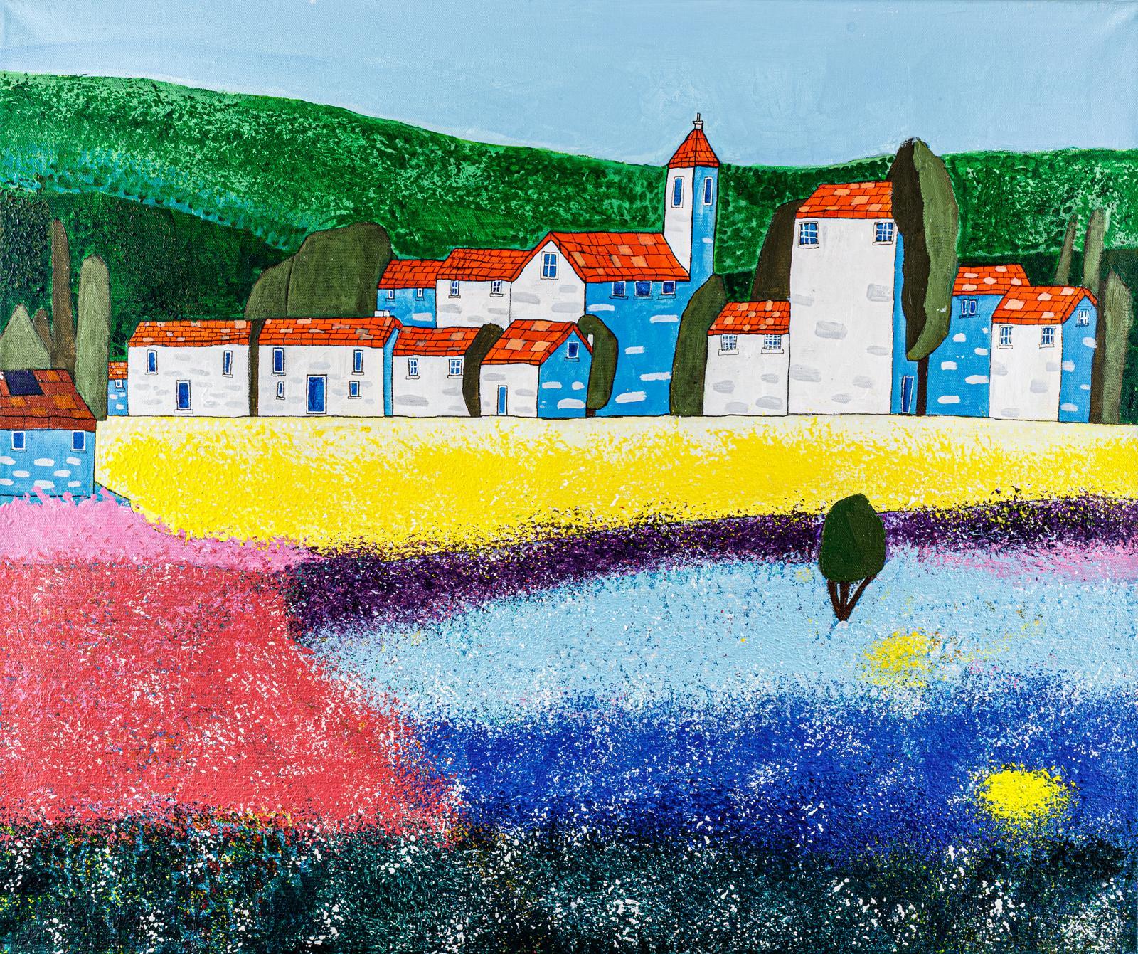 김성찬, 꽃길따라. 60.6x72.7cm. acrylic on canvas. 2025밀알복지재단이 운영하는 발달장애인 미술팀 ‘브릿지온 아르떼’가 6월 1일까지 서울 종로구에서 2026 정기 전시회를 연다. 밀알복지재단 제공
