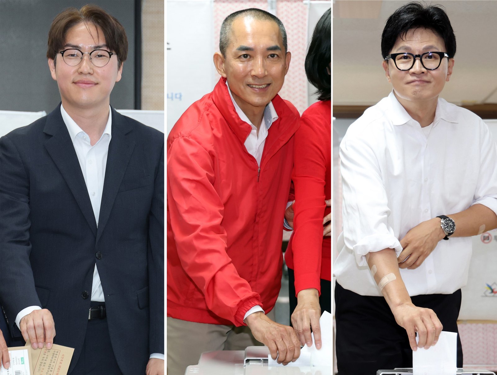 ‘박빙’ 부산북갑 하정우-박민식-한동훈 나란히 사전투표