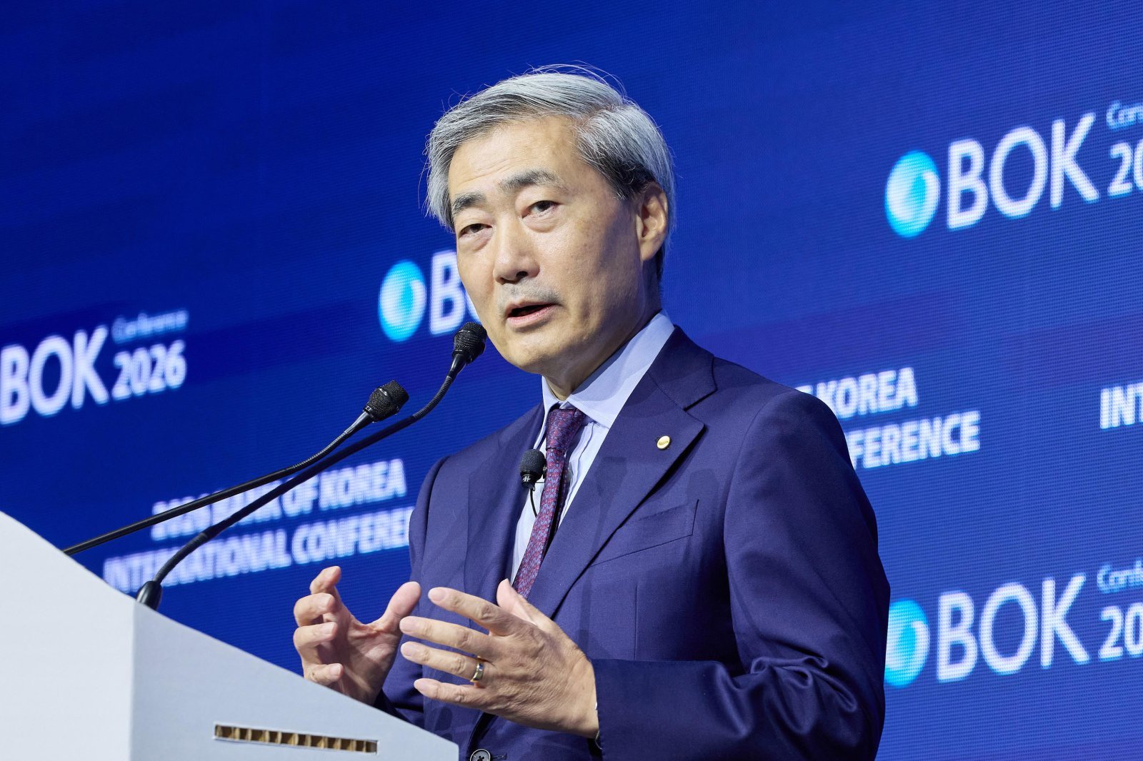 신현송 한국은행 총재가 1일 오전 서울 중구 한국은행에서 열린 2026 BOK 국제컨퍼런스에서 개회사를 하고 있다. (사진=한국은행 제공) 2026.06.01 뉴시스