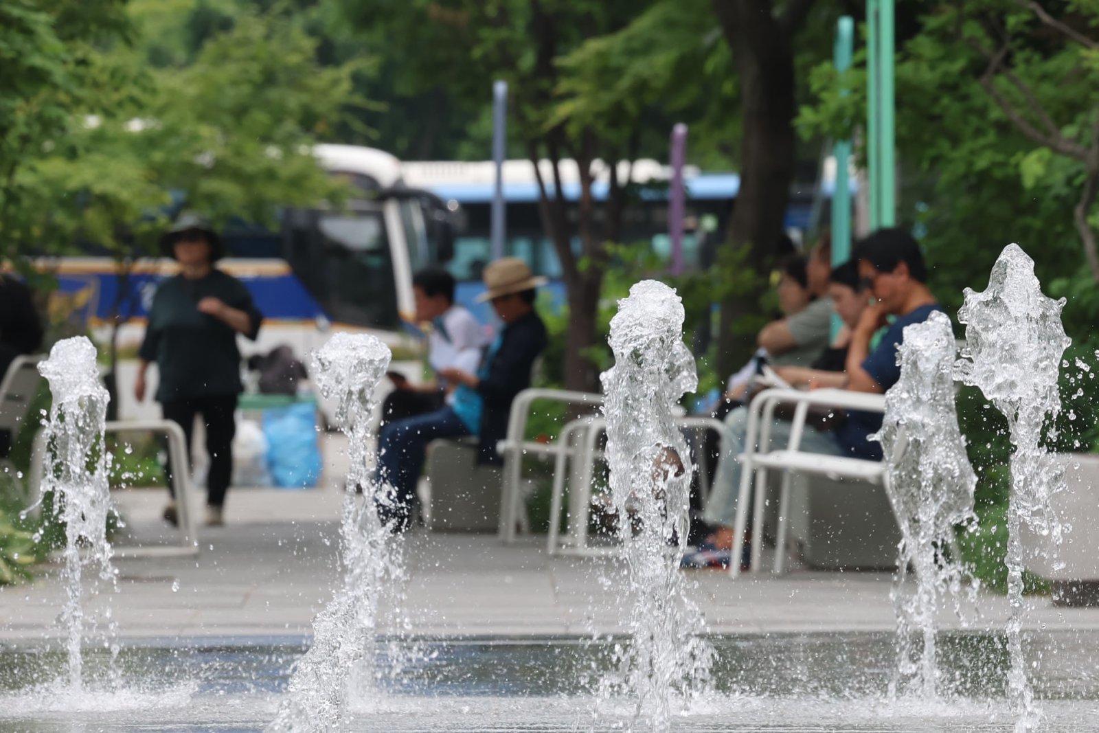 더운 날씨가 계속되는 1일 서울 종로구 광화문광장에서 시민들이 휴식을 취하고 있다. 2026.06.01 서울=뉴시스