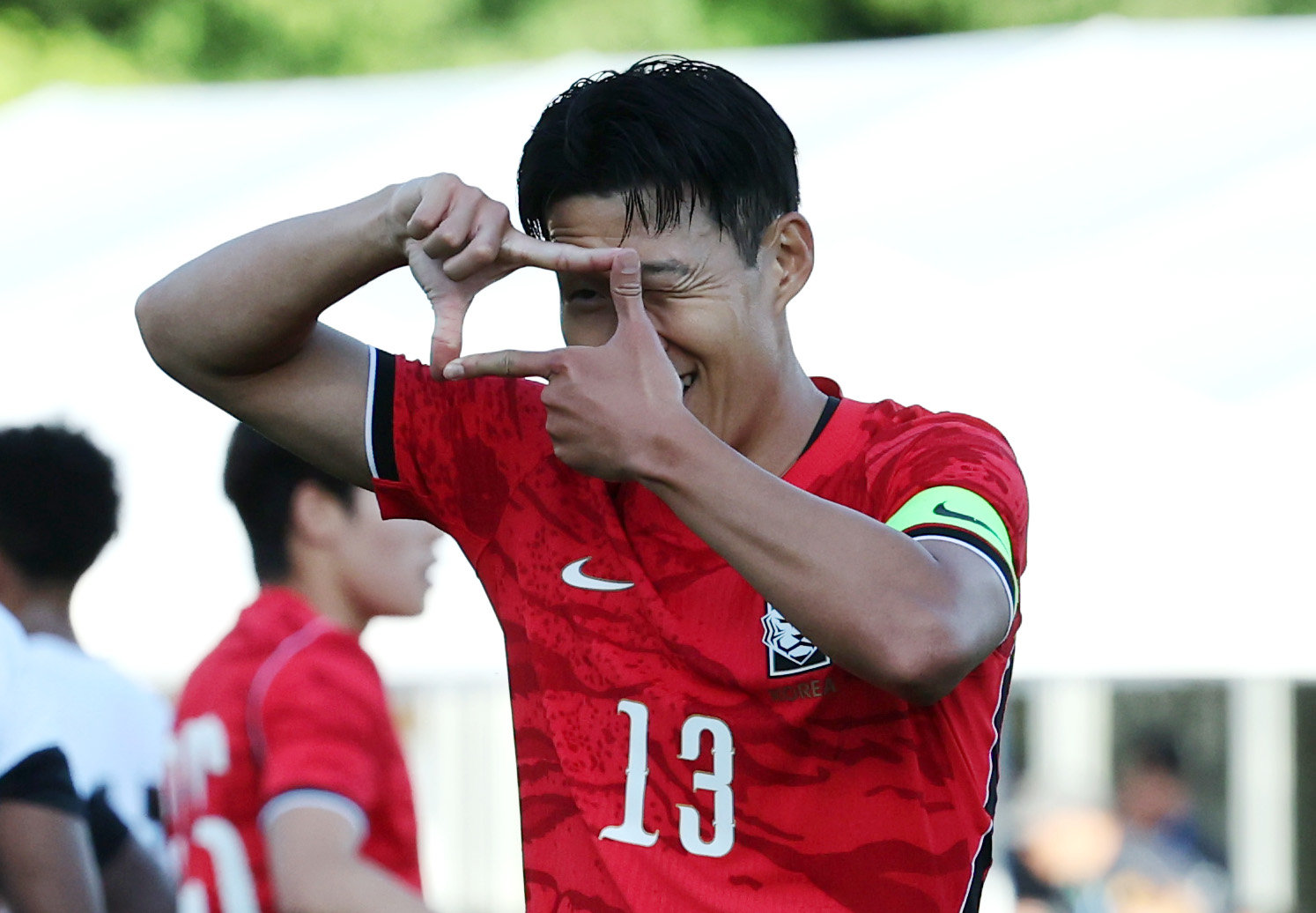 대한민국 축구대표팀 손흥민이 30일(현지시간) 미국 유타주 솔트레이크시티 브리검 영 대학교 BYU 사우스필드 경기장에서 2026 국제축구연맹(FIFA) 북중미 월드컵 앞두고 열린 대한민국과 트리니다드 토바고의 평가전에서 골을 넣고 세리머니를 하고 있다. 2026.5.31 뉴스1