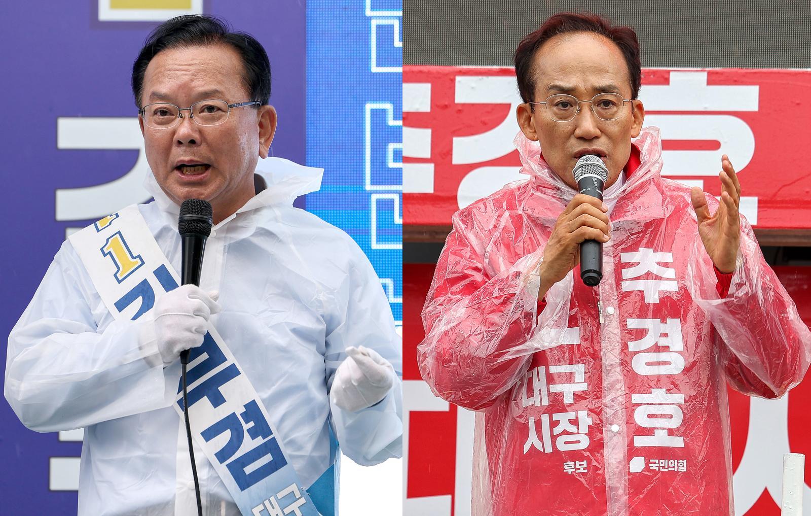 Exit Polls Show Tight Daegu Mayoral Race Between Kim Bu-gyeom and Choo Kyung-ho