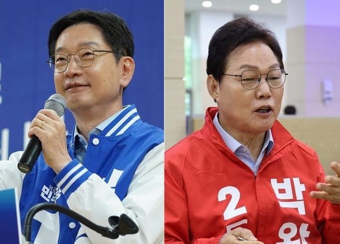[출구조사]김경수 54.3 박완수 45.7…경남지사 민주 우세