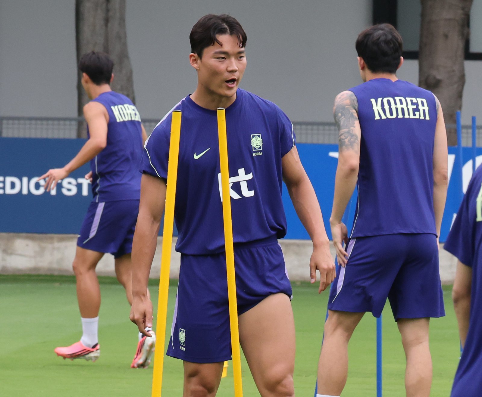 2026 북중미 월드컵에 출전하는 대한민국 축구 국가대표팀 오현규가 8일(현지시간) 멕시코 과달라하라 인근 사포판에 위치한 치바스 바예 베르데에서 훈련을 하고 있다. 2026.6.9 뉴스1