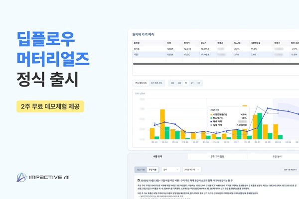 임팩티브AI,  원자재 가격예측 AI 솔루션 ‘딥플로우 머터리얼즈’ 정식 출시
