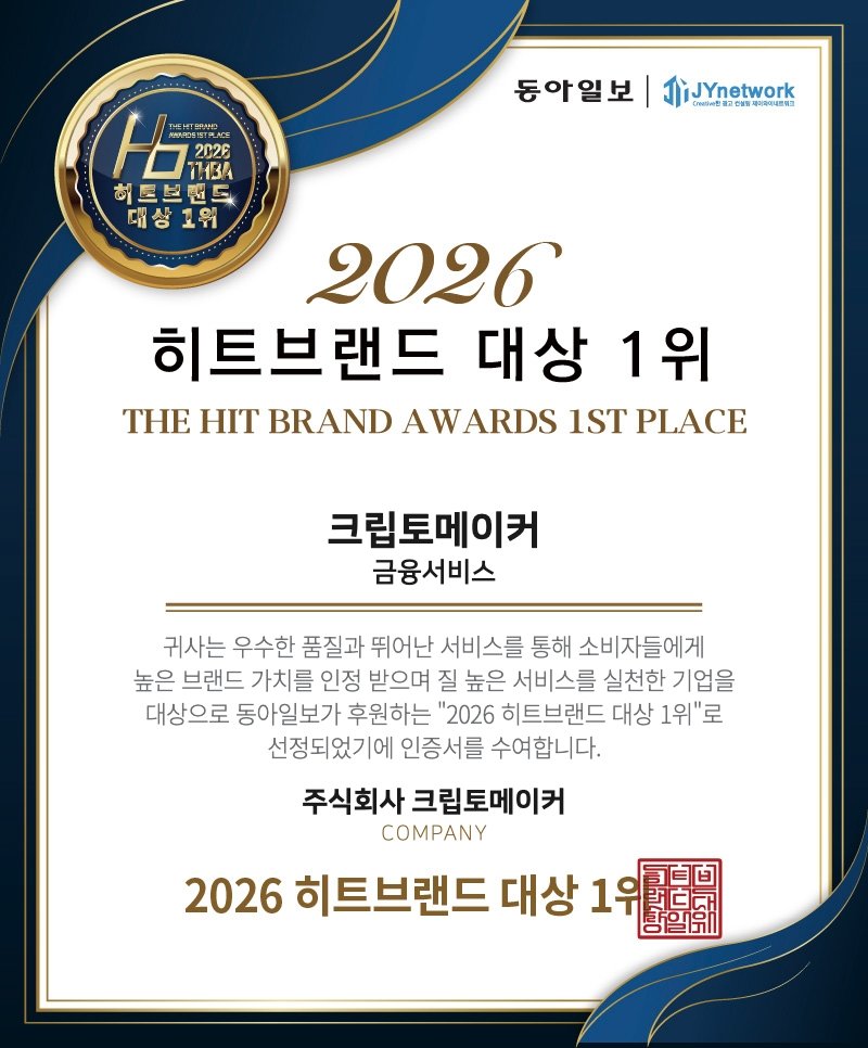 크립토메이커, ‘2026 히트브랜드 대상’ 금융서비스 부문 1위 수상