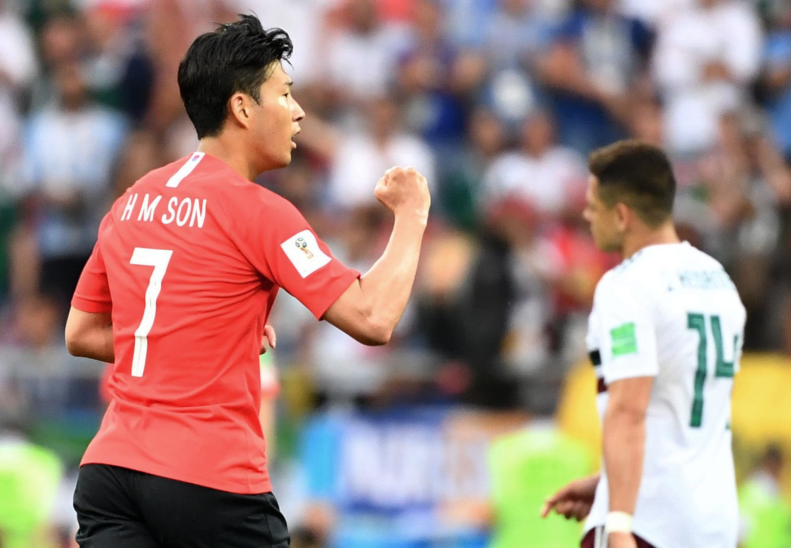 2018 러시아 월드컵에서 멕시코를 상대로 골을 터뜨린 손흥민.  뉴스1