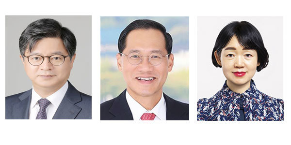 (왼쪽부터) 성기홍 신임 홍보소통수석, 한찬식 신임 민정수석, 김경자 신임 사회수석
