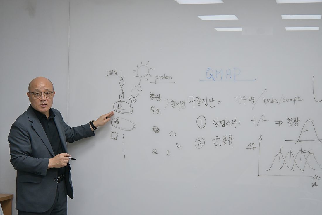 퀀타매트릭스의 경쟁력 가운데 하나인 QMAP을 설명하는 홍영석 공동대표 / 출처=IT동아