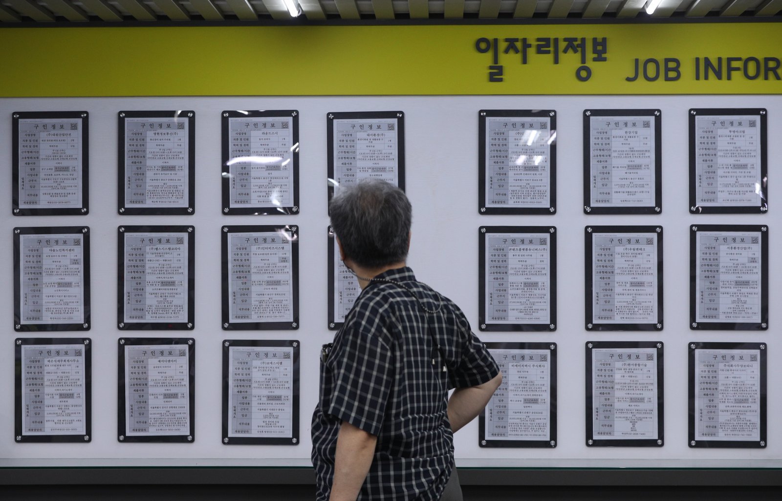 서울 마포구 서울서부고용복지플러스센터를 찾은 시민이 일자리정보 게시판을 살펴보고 있다. 2022.7.13 뉴스1 자료사진