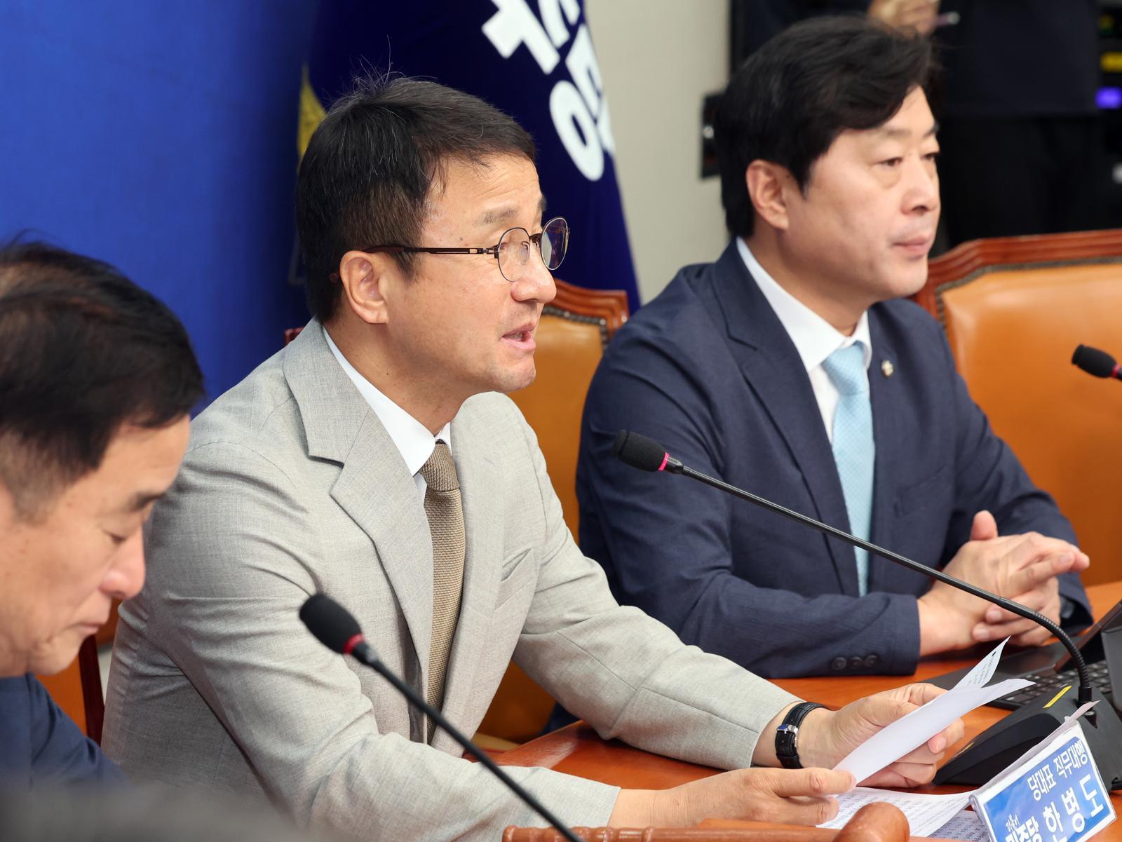 한병도 더불어민주당 대표 직무대행 겸 원내대표가 6일 오전 서울 여의도 국회에서 열린 최고위원회의에서 모두발언을 하고 있다. 2026.7.6 ⓒ 뉴스1