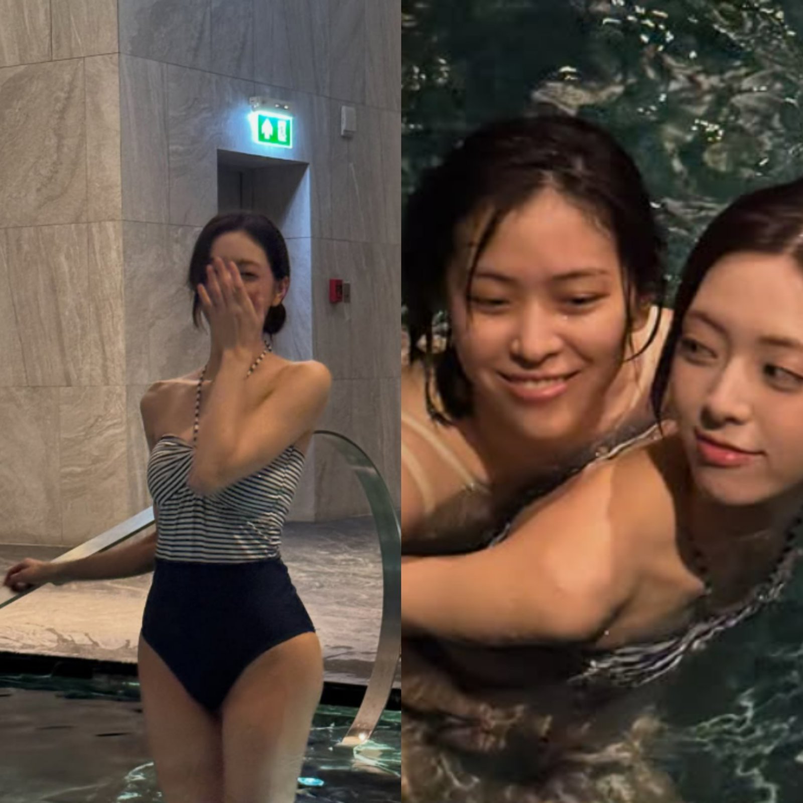 있지 유나, 수영복 입고 뽐낸 슬림 몸매…류진과 물놀이