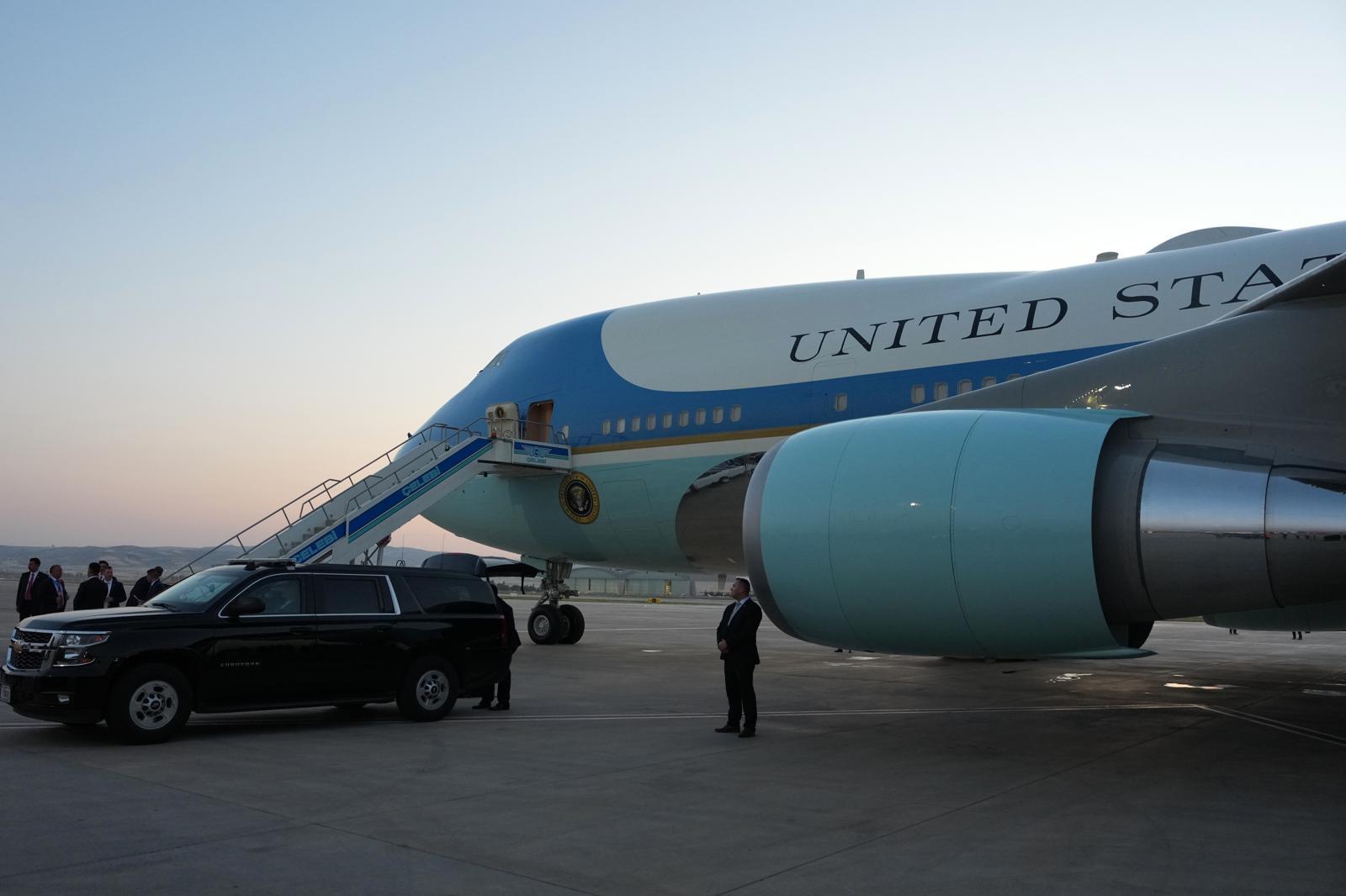 Airforce One sits on the tarmac before U.S. President Donald Trump departs following the NATO summit at Ankara International Airport in Ankara, Turkey, Wednesday, July 8, 2026. (AP Photo/Alex Brandon)